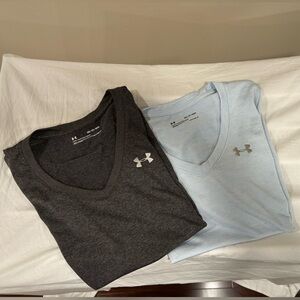 Under Armour Dark Grey and Light Blue V-Neck Shirts